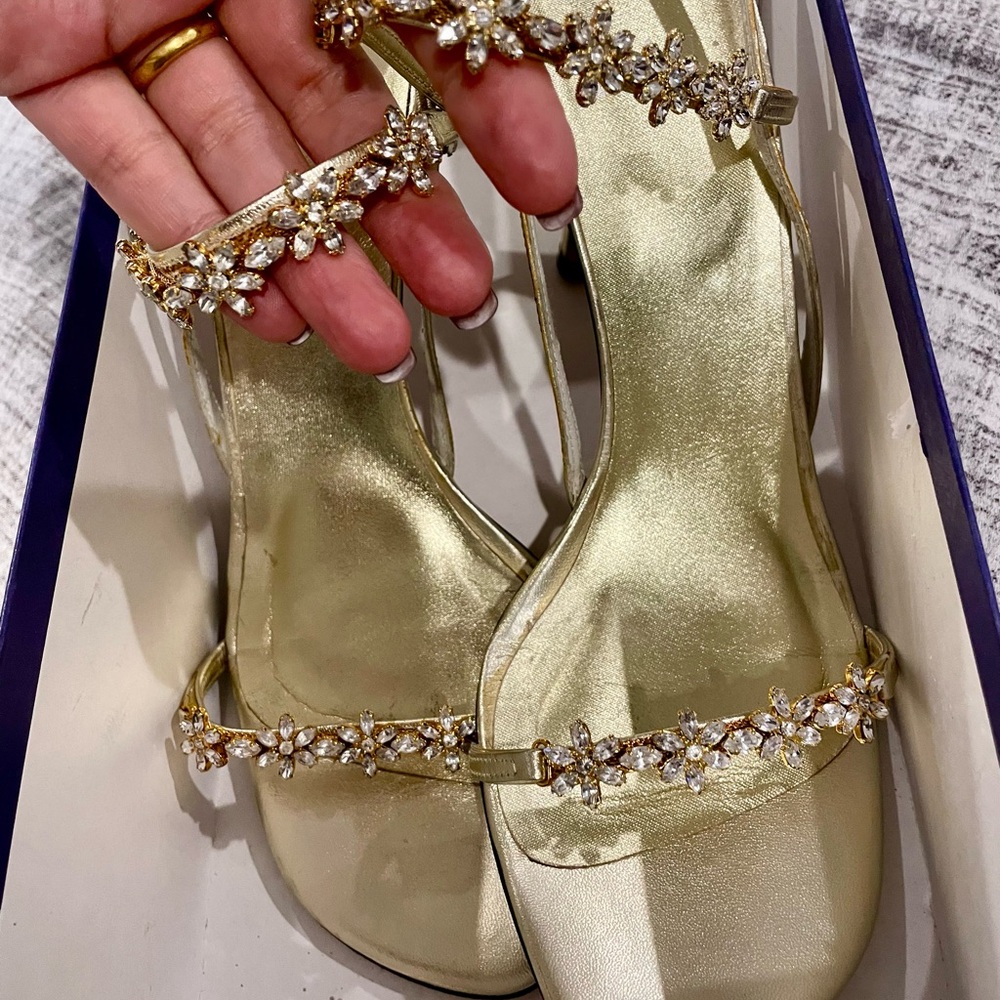 Stuart Weitzman Starstruck Gold Crystal Heels - Picture 5 of 9